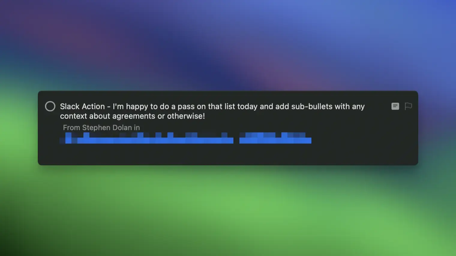 OmniFocus inbox with Slack tasks